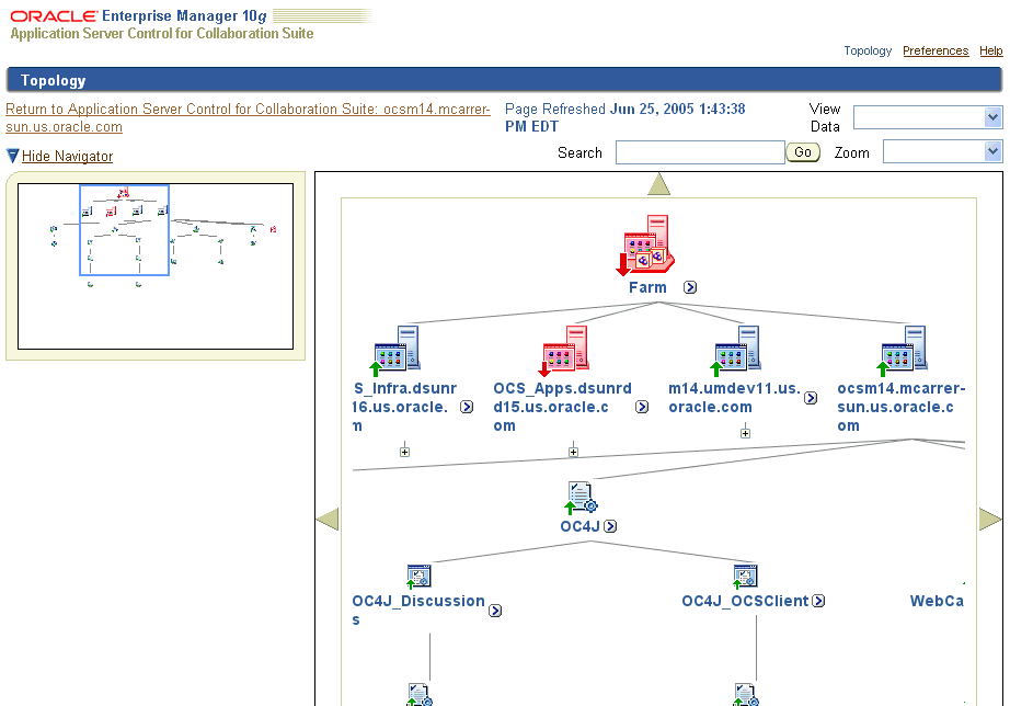 General Section of the Application Server Home Page
