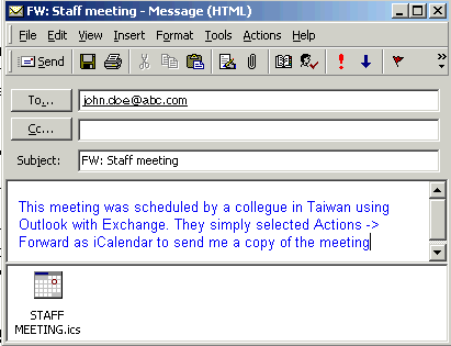 forwarding as iCalendar