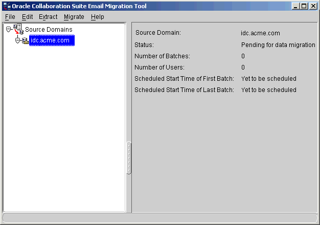 migration tool main window