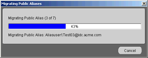migrating public aliases status dialog